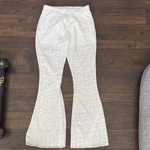 White Lace Flare Pants